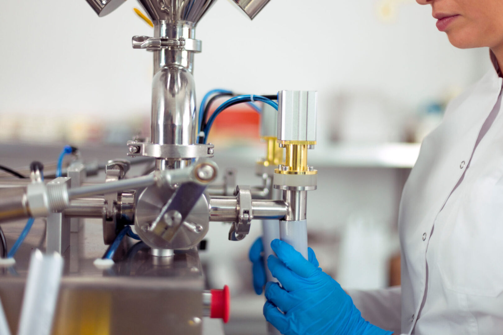 Technician using industrial machinery