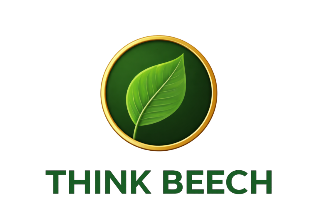 Green leaf logo with THINK BEECH